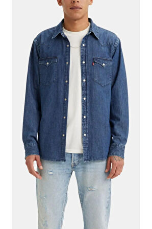 Levi's Classic Standard Fit Western Denim Erkek Lacivert Kot Gömlek 85745-0073