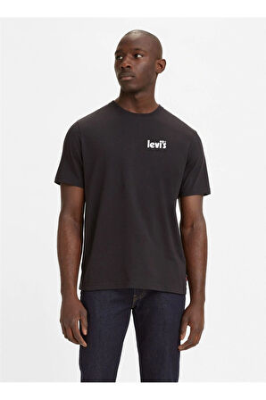 Levi's Erkek Bisiklet Yaka Baskılı Siyah Relaxed Fit T-Shirt A2082-0114