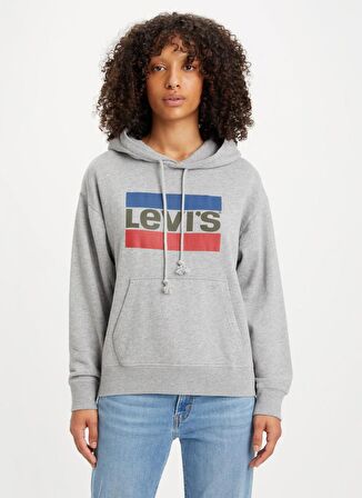 Levis Kapüşon Yaka Baskılı Gri Kadın Sweatshırt LSE_GRAPHIC STANDARD HOO HOODIE COR