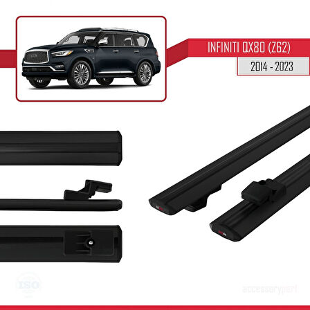 Infiniti QX80 (Z62) 2014-2023 Arası ile Uyumlu BASIC Model Ara Atkı Tavan Barı Siyah 2 Adet