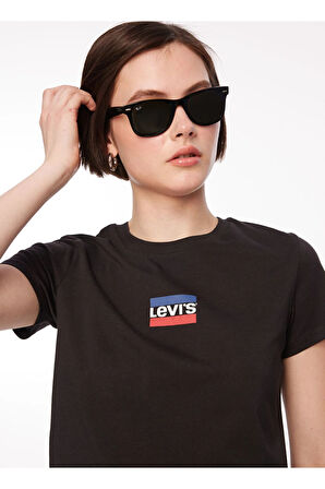 Levi's Bisiklet Yaka Olympic Logo Baskılı Siyah Kadın T-Shirt - A2086-0258