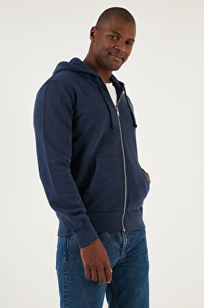 Levi's Erkek Fermuarlı Kapüşonlu Pamuk Regular Fit Sweatshirt - A7770-0000