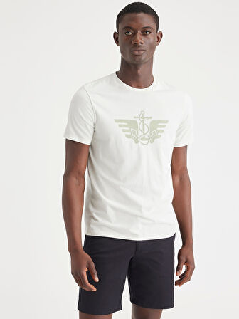 Yuvarlak Yaka Beyaz Erkek T-Shirt