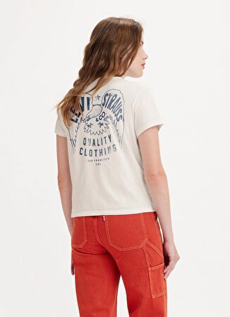 Levis Bisiklet Yaka Baskılı Beyaz Kadın T-Shirt GRAPHIC CLASSIC TEE LEVIS EAGLE EGR