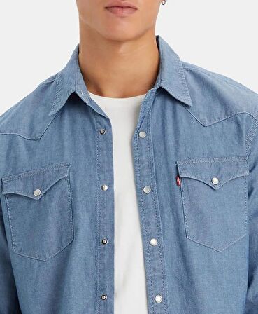 Levis Düz Yaka Standart Kalıp Uzun Kollu Mavi Erkek Gömlek 85745-0156