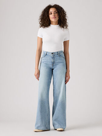 94 BAGGY KADIN MAVİ JEAN PANTOLON A5929-0001