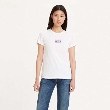 Levis Yuvarlak Yaka Baskılı Kısa Kollu Beyaz Kadın T-Shirt A2086-0274