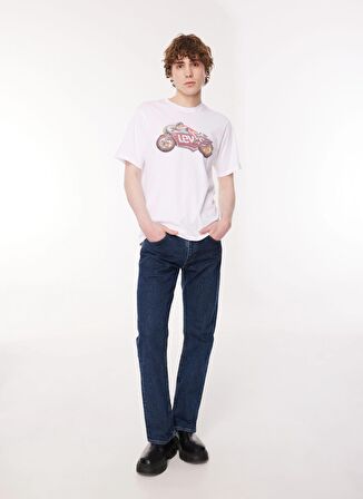 Levis Bisiklet Yaka Baskılı Beyaz Erkek T-Shirt A2082-0171_SS RELAXED FIT TEE BW MO