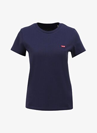 Levis Bisiklet Yaka Düz Mavi Kadın T-Shirt PERFECT TEE SEA CAPTAIN BLUE