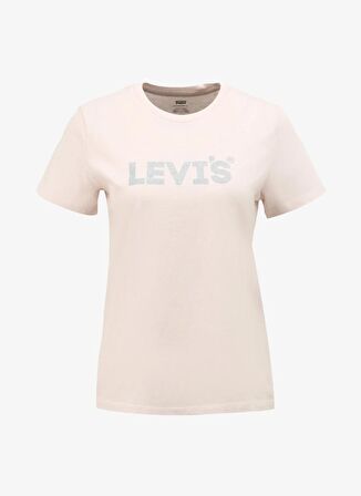 Levis Bisiklet Yaka Baskılı Pembe Kadın T-Shirt THE PERFECT TEE METALLIC FADE HL LO