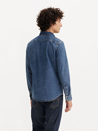 LS BATTERY ERKEK MAVİ SLİM JEAN KOT GÖMLEK 86625-0052