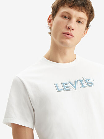 SS RELAXED FIT PADDED HL LOGO BEYAZ ERKEK T-SHIRT