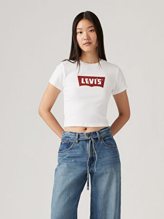 SKINNY CROP YUMUŞAK DOKULU KADIN BEYAZ T-SHIRT A8798-0029