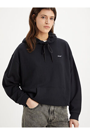 Levi's Kadın Kapüşonlu Siyah Sweatshirt - 001TZ-0000