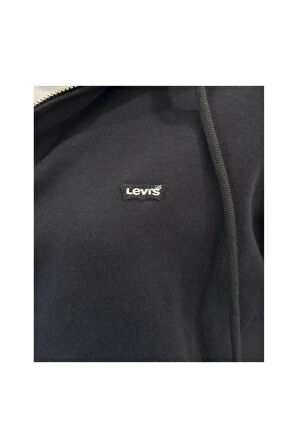 Levi's Kadın Fermuarlı Kapüşonlu Siyah Sweatshirt - 001U1-0000