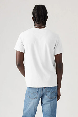Levi's Erkek Bisiklet Yaka Düz Beyaz Cepli Relaxed The Pocket Tişört - 001TT0001