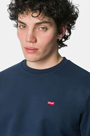Levi's Logolu Bisiklet Yaka Mavi Erkek Sweatshirt - A6335-0003