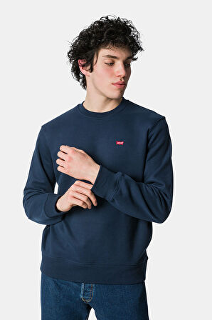 Levi's Logolu Bisiklet Yaka Mavi Erkek Sweatshirt - A6335-0003