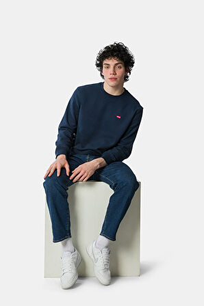 Levi's Logolu Bisiklet Yaka Mavi Erkek Sweatshirt - A6335-0003