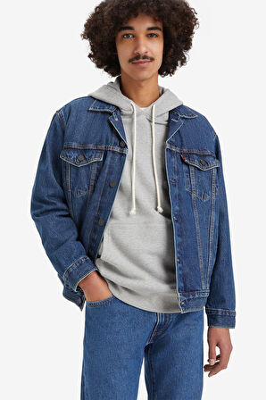 Relaxed Fit Trucker Tr Little Fighter Erkek Mavi Kot Ceket 001TP-0002