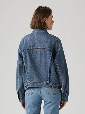 90S TRUCKER KADIN MAVİ JEAN KOT CEKET A1743-0122