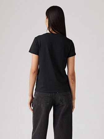 THE PERFECT KADIN ÇİÇEK DESENLİ SİYAH BİSİKLET YAKA T-SHİRT 17369-2930
