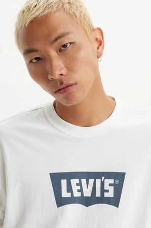 Levi's Logolu Pamuklu Bisiklet Yaka T Shirt Erkek T SHİRT 000RY-0003 BEYAZ