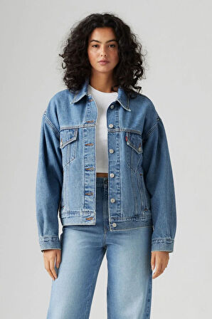 90s Trucker Switch Stitch Mavi Kadın Ceket A1743-0127