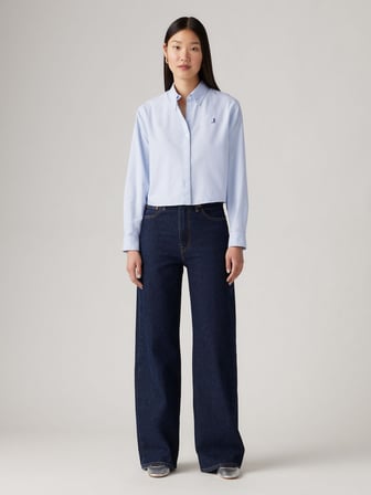 RİBCAGE WİDE LEG TR SHADED VIEW KADIN LACİVERT JEAN KOT PANTOLON 003VD-0001