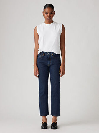 501 CROP SALSA STONEWASH KADIN LACİVERT JEAN KOT DENİM PANTOLON A7739-0000