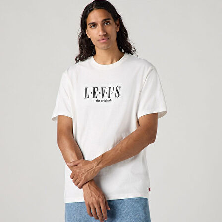 RELAXED FIT SERIF LOGO BEYAZ ERKEK T-SHİRT A2082-0258