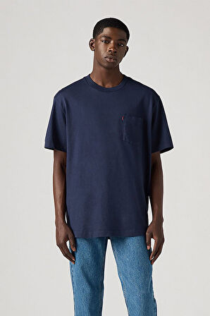 Levi's Erkek Bisiklet Yaka Pamuklu Relaxed Cepli T-shirt - 001TT-0002
