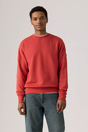 Levi's Erkek Pamuklu Kırmızı Relaxed Fit Bisiklet Yaka Logolu Sweatshirt - A9244