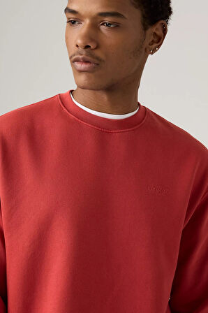 Levi's Erkek Pamuklu Kırmızı Relaxed Fit Bisiklet Yaka Logolu Sweatshirt - A9244