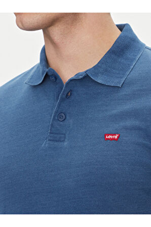Levi's Erkek Mavi Düz Kesim Denim Polo T-shirt Housemark - 35883-0271 