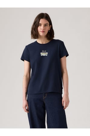 Levi's Kadın Bisiklet Yaka Desenli Lacivert T-Shirt - 17369-3156