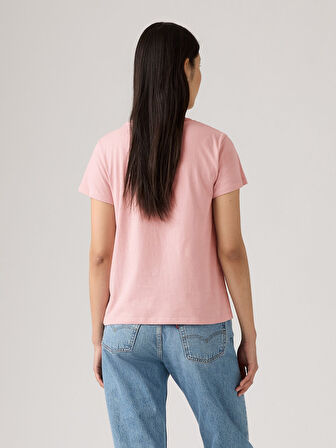 KADIN PEMBE ÇİÇEK DESENLİ T-SHİRT A2086-0421