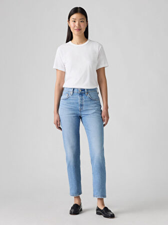 501 CROP KADIN MAVİ JEAN PANTOLON A7739-0034