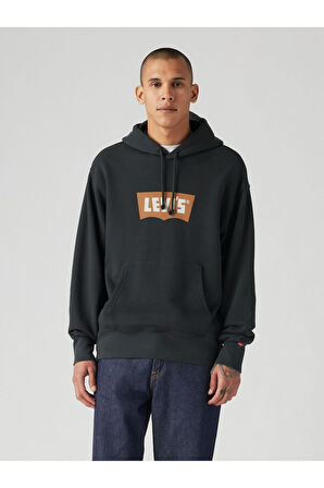 Levi's Batwing Logo Erkek Kapüşonlu Siyah Sweatshirt 003VL-0003
