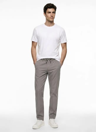 Beyaz Erkek Pamuklu T-Shirt 003H9-0008