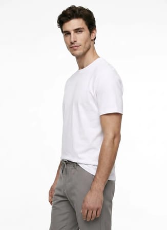 Beyaz Erkek Pamuklu T-Shirt 003H9-0008