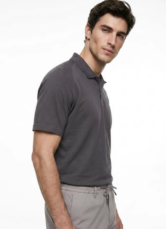 Gri Erkek Pamuklu Polo T-Shirt A8826-0023