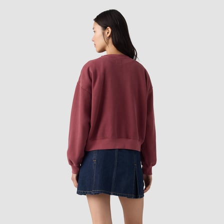 VINTAGE BOXY KADIN BORDO BİSİKLET YAKA SWEATSHİRT 005OZ-0019
