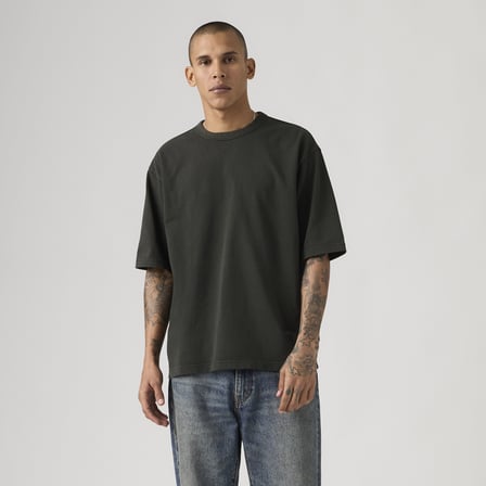 Heavyweight Loose Erkek Bi̇Si̇Klet Yaka Si̇Yah T-Shi̇Rt 005Gy-0001