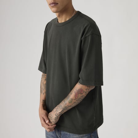 Heavyweight Loose Erkek Bi̇Si̇Klet Yaka Si̇Yah T-Shi̇Rt 005Gy-0001