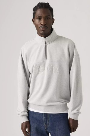 Levi's Erkek Bol Kesimli Yarım Fermuarlı Gri Sweatshirt - 005HS-0004