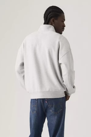 Levi's Erkek Bol Kesimli Yarım Fermuarlı Gri Sweatshirt - 005HS-0004