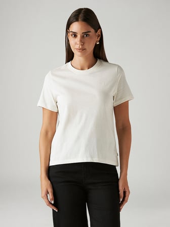 BNG WT FAVORITE COTTON KADIN KREM RENGİ BİSİKLET YAKA T-SHİRT 006WJ-0002