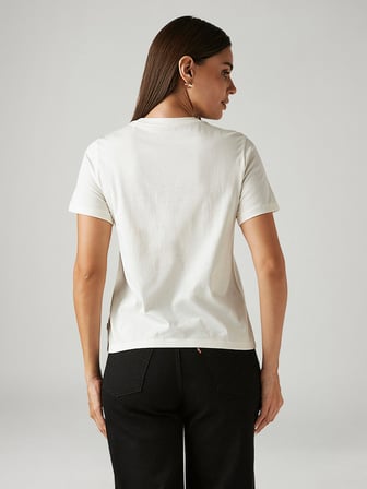BNG WT FAVORITE COTTON KADIN KREM RENGİ BİSİKLET YAKA T-SHİRT 006WJ-0002