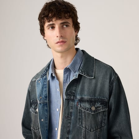 RELAXED FIT TRUCKER ERKEK FÜME RENGİ JEAN KOT CEKET A5782-0132